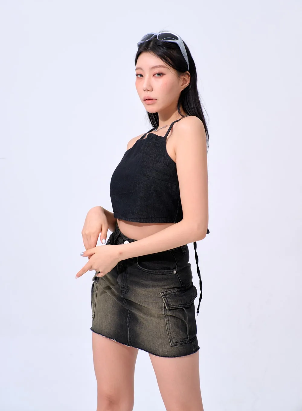 Back Tie Cropped Top IA324 sold by Lewkin