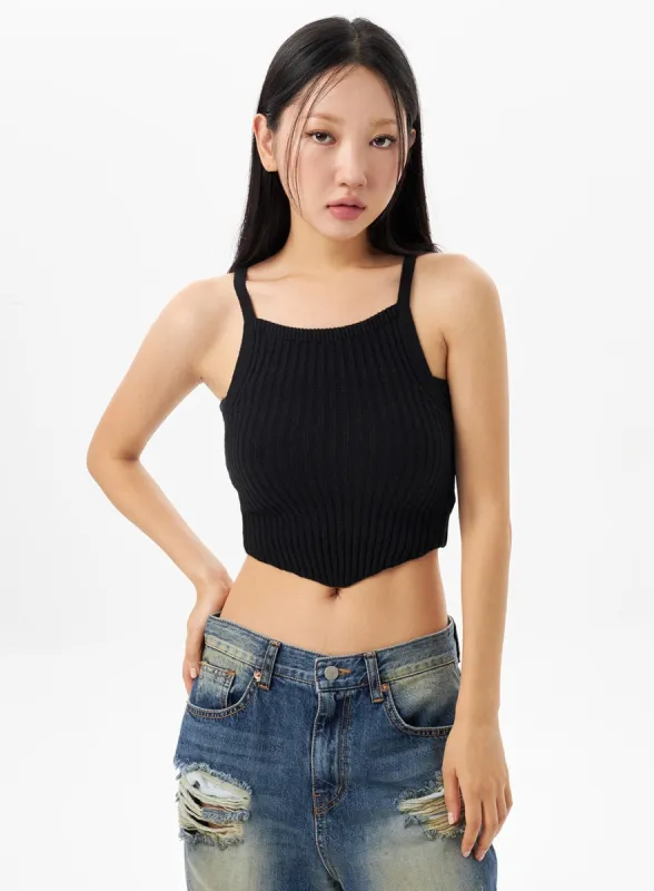 Ribbed Knit Cropped Top CU319 sold by Lewkin