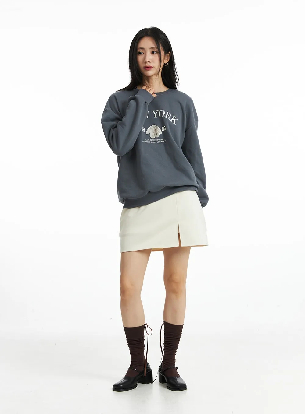 Side Slit Mini Skirt OO323 sold by Lewkin product image thumbnail 2