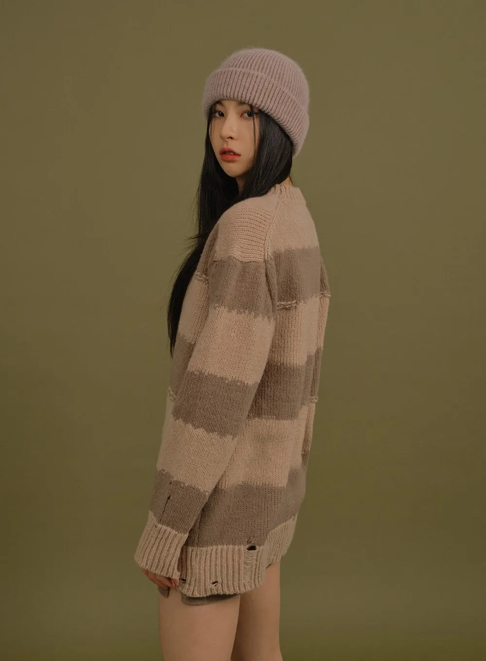 Destroyed Stripe Knitted Pullover sold by Lewkin product image thumbnail 5