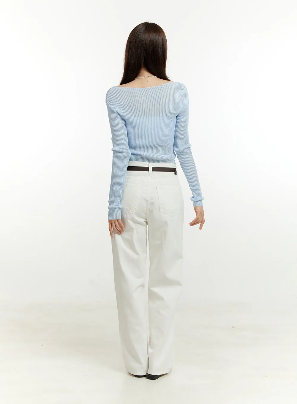 Deep U Neck Summer Sweater OU428 sold by Lewkin product image thumbnail 3