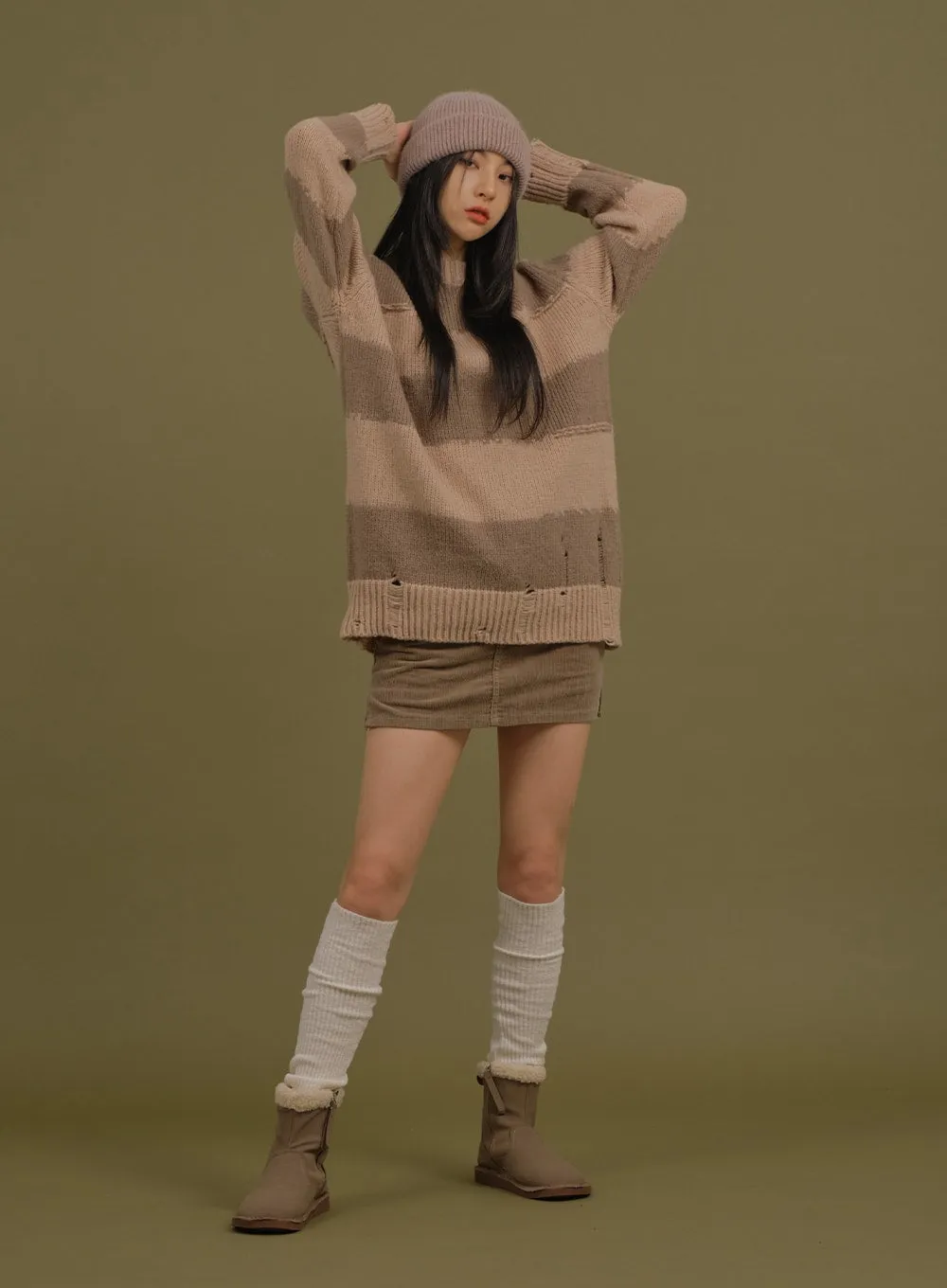 Destroyed Stripe Knitted Pullover sold by Lewkin product image thumbnail 3