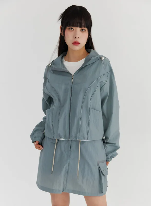 Nylon Long Sleeve Hooded Jacket CS327 sold by Lewkin