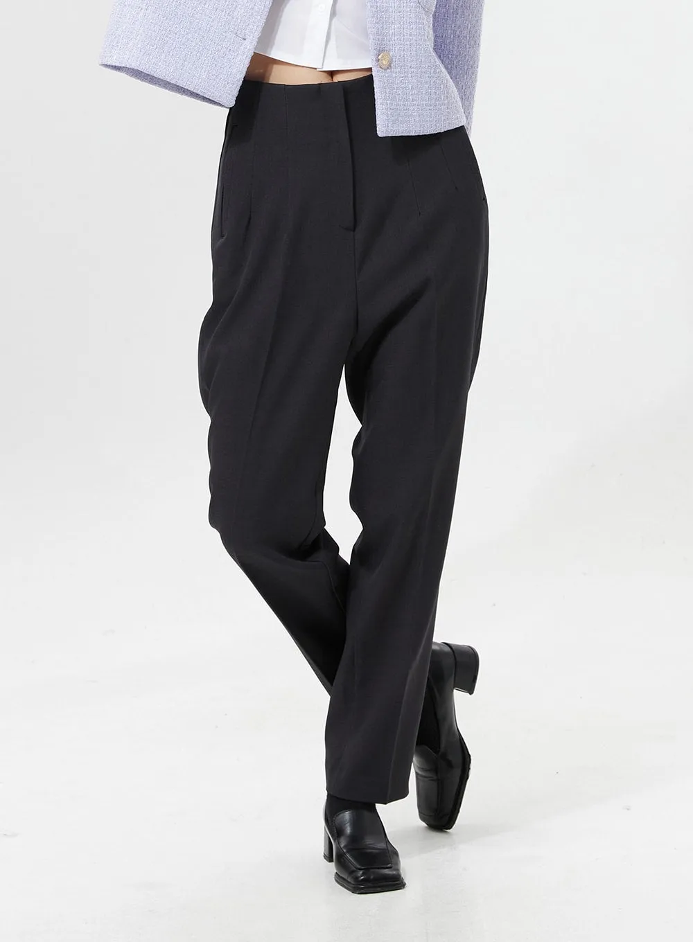 Slim Fit Tailored Pintuck Pants OO312 sold by Lewkin product image thumbnail 5
