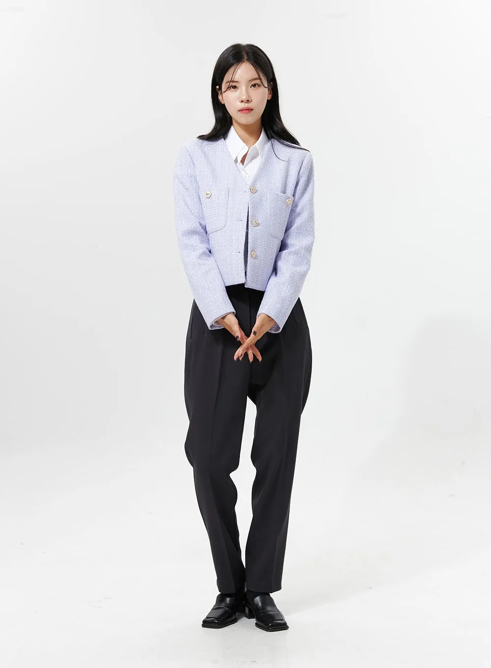 Slim Fit Tailored Pintuck Pants OO312 sold by Lewkin product image thumbnail 3