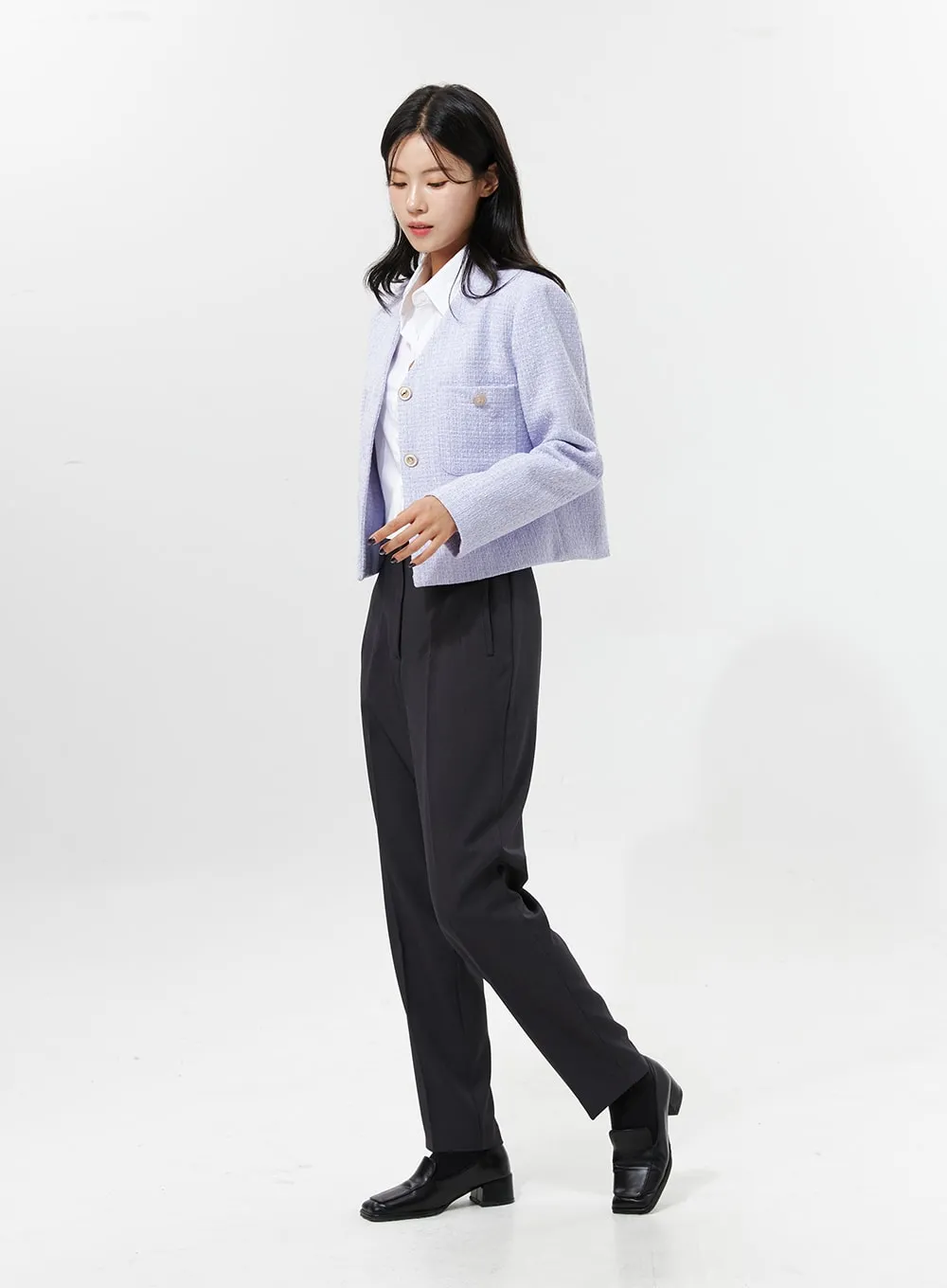 Slim Fit Tailored Pintuck Pants OO312 sold by Lewkin product image thumbnail 4
