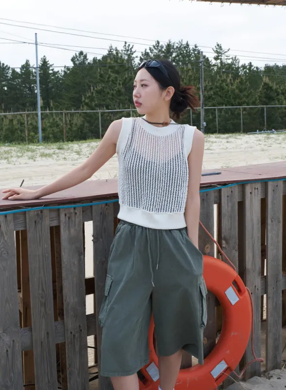 Open Stitch Sleeveless Top CY316 sold by Lewkin