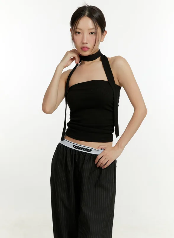 Shirred Tube Top with Thin Scarf Set CU426 sold by Lewkin