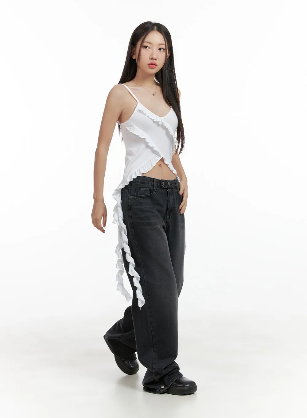 Frill Flare Crop Sleeveless Top CL417 sold by Lewkin product image thumbnail 2