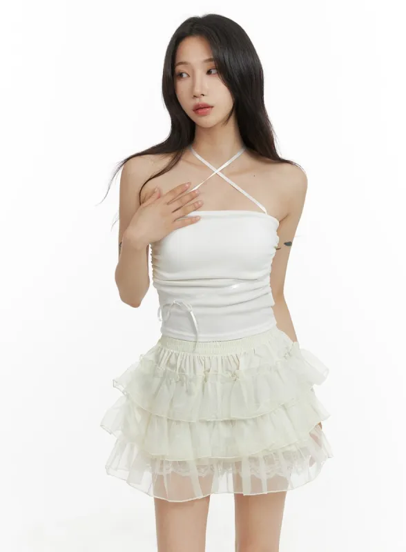 Solid Bow Tie Tube Top CM427 sold by Lewkin