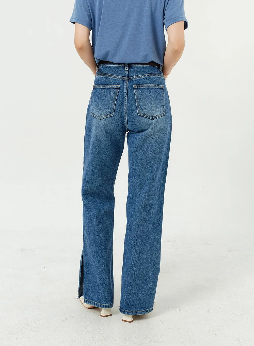 Side Slit Jeans OM308 sold by Lewkin product image thumbnail 4