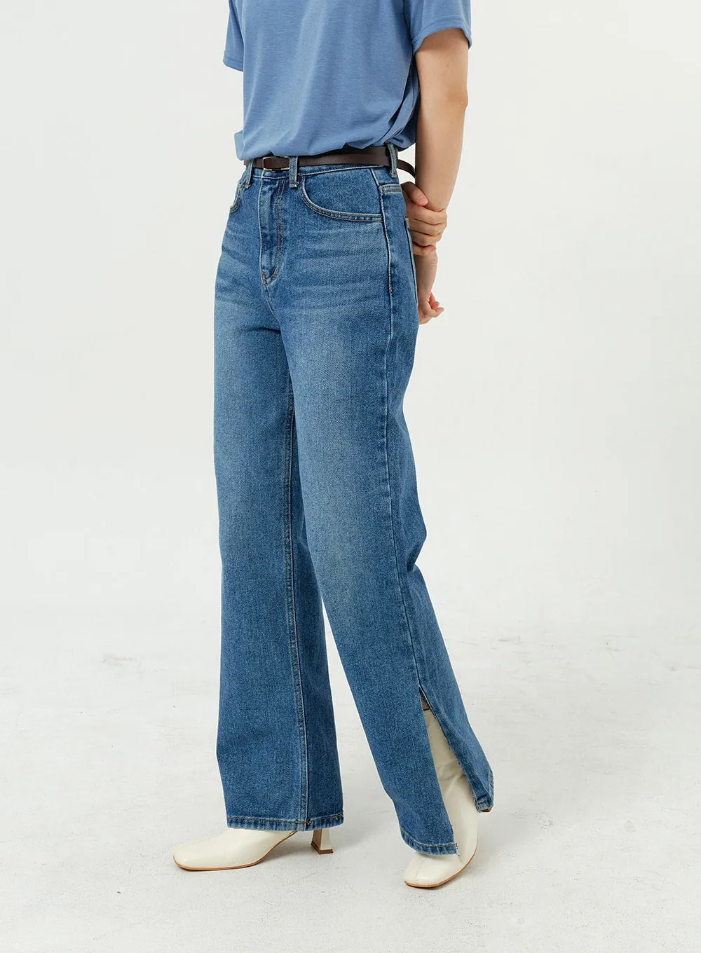 Side Slit Jeans OM308 sold by Lewkin product image thumbnail 3