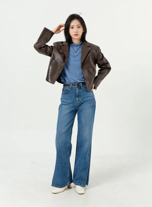 Side Slit Jeans OM308 sold by Lewkin