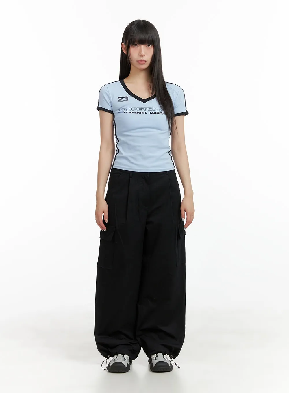 Blokecore Loose Fit Cargo Wide Leg Pants CL422 sold by Lewkin product image thumbnail 2