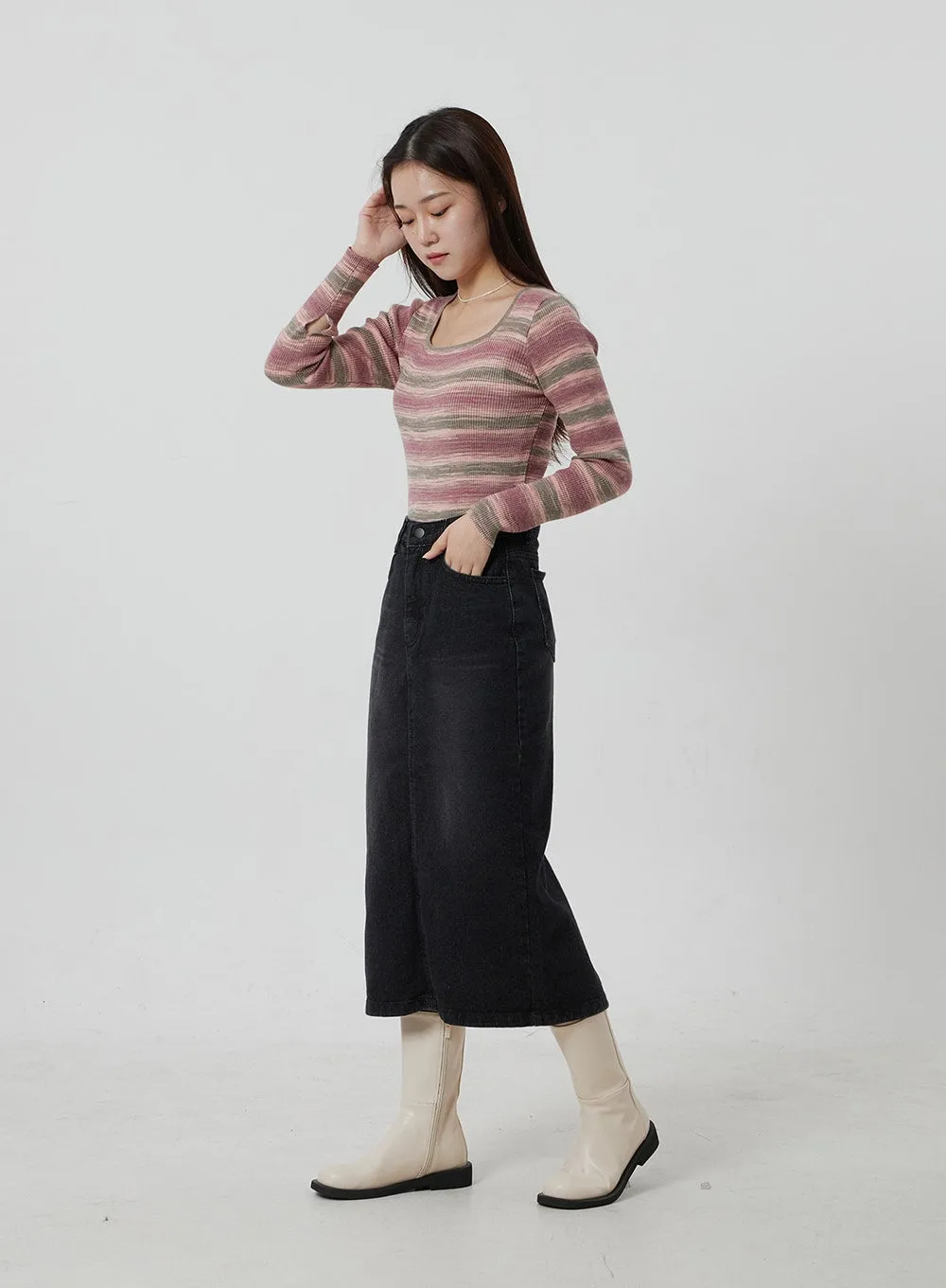 Maxi Black Skirt OF302 sold by Lewkin product image thumbnail 3