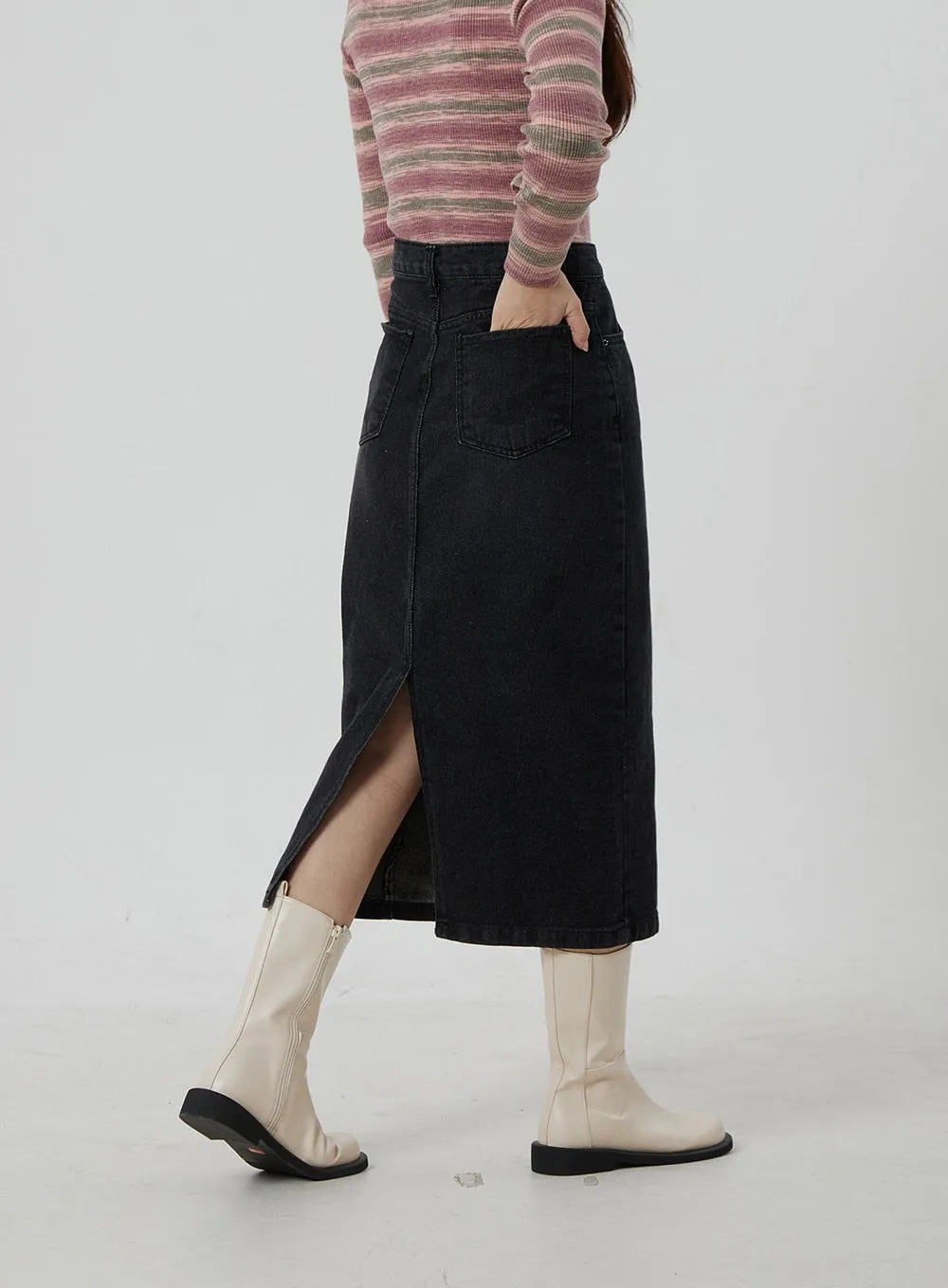 Maxi Black Skirt OF302 sold by Lewkin