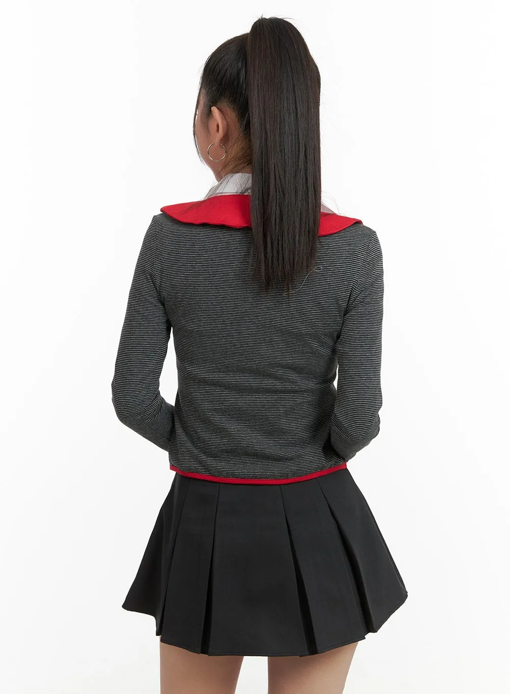 Stripe Collar Long Sleeve OA416 sold by Lewkin product image thumbnail 5