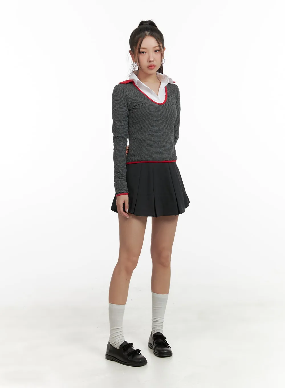 Stripe Collar Long Sleeve OA416 sold by Lewkin product image thumbnail 2