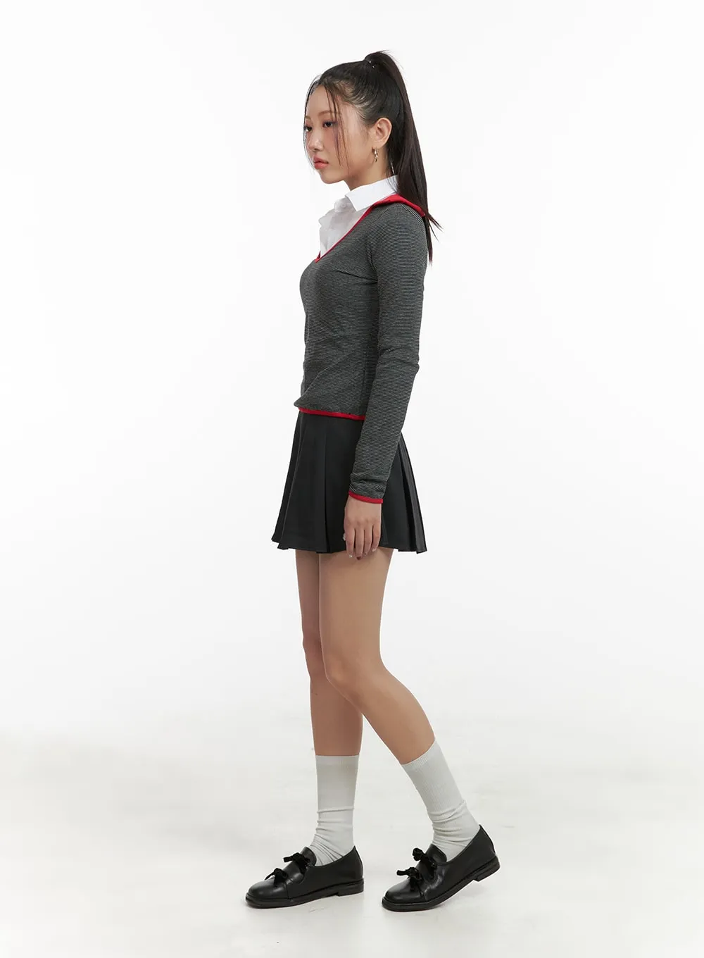 Stripe Collar Long Sleeve OA416 sold by Lewkin product image thumbnail 3