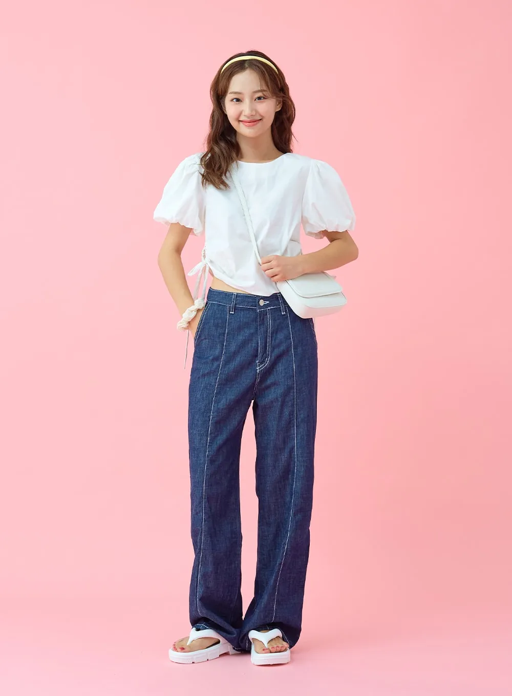 Stitch Line Wide Leg Denim Pants BG03 sold by Lewkin product image thumbnail 4