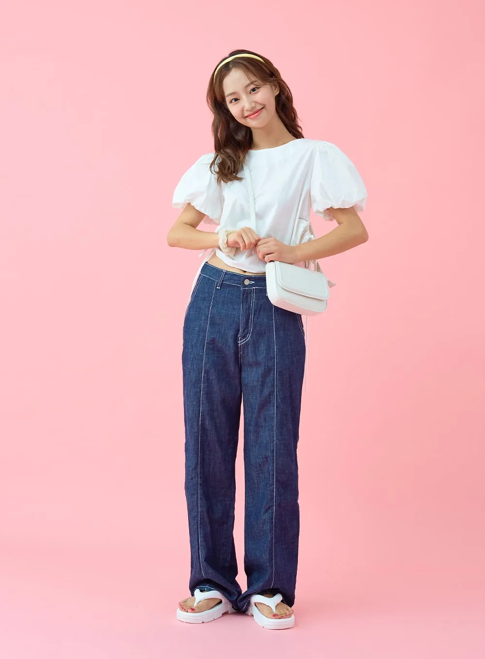 Stitch Line Wide Leg Denim Pants BG03 sold by Lewkin product image thumbnail 3