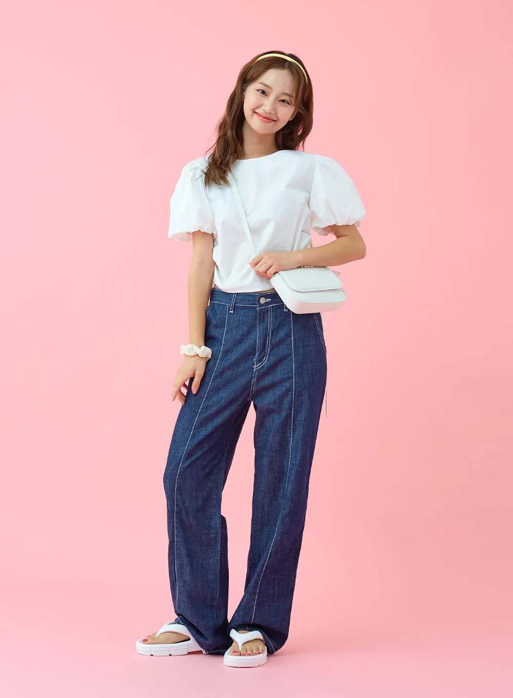 Stitch Line Wide Leg Denim Pants BG03 sold by Lewkin product image thumbnail 5