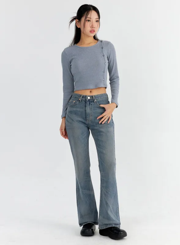 Vintage Washed Bootcut Jeans CO325 sold by Lewkin