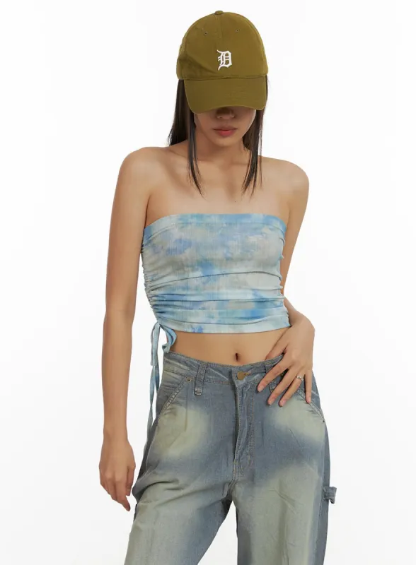 Dyed Shirred Tube Top CU414 sold by Lewkin