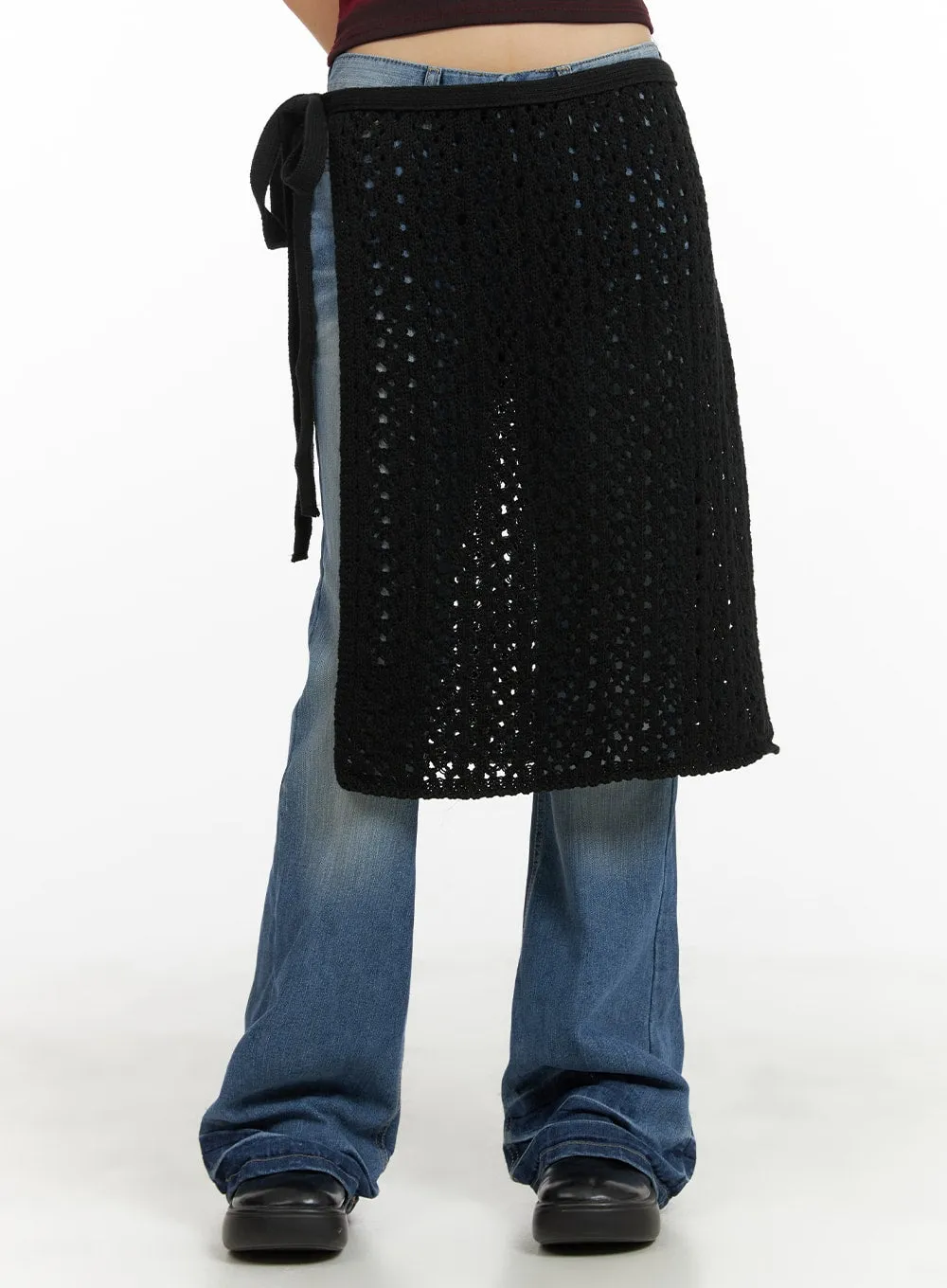 Crochet Wrap Midi Skirt CA412 sold by Lewkin