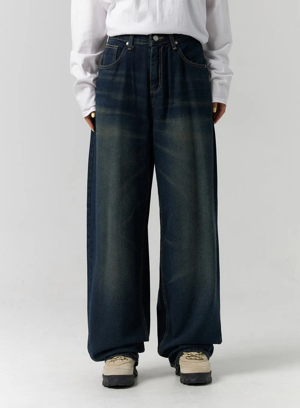 Dark Wash Wide Leg Jeans CS320 sold by Lewkin product image thumbnail 2