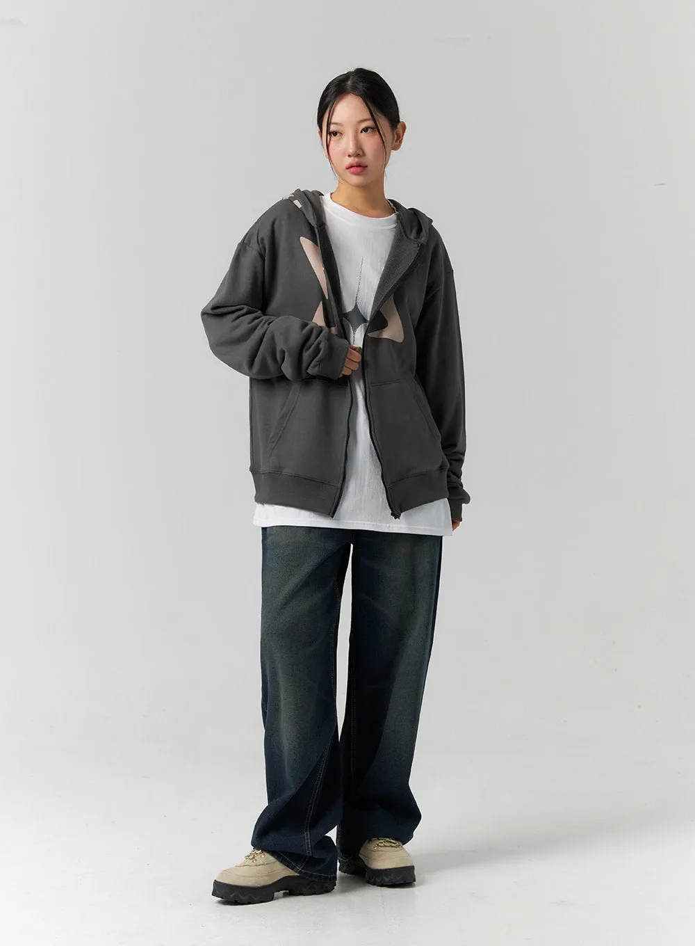 Dark Wash Wide Leg Jeans CS320 sold by Lewkin product image thumbnail 4