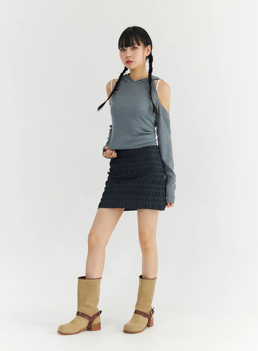 Wrinkle Mini Skirt CO330 sold by Lewkin product image thumbnail 3