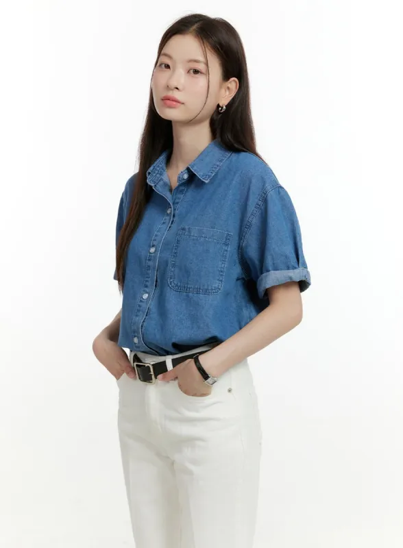Denim Buttoned Collar Shirt OL423 sold by Lewkin