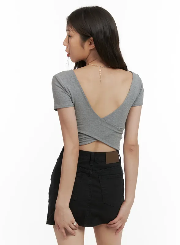 Basic Round Neck Cropped Tee CY417 sold by Lewkin