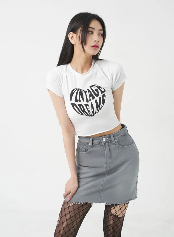 Heart Graphic Cropped Tee BY309 sold by Lewkin