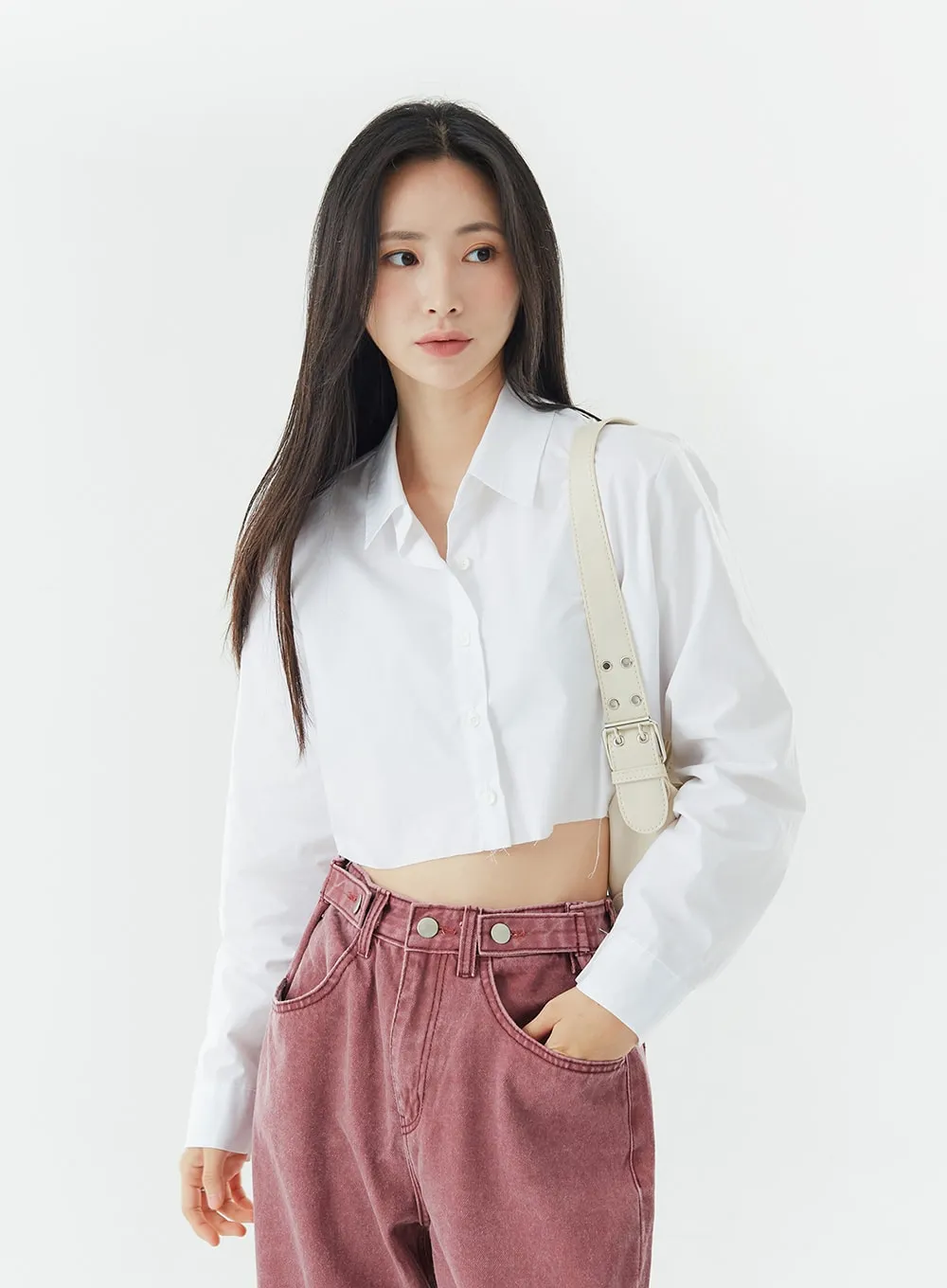 Cutted Basic Crop Shirt OG19 sold by Lewkin product image thumbnail 4