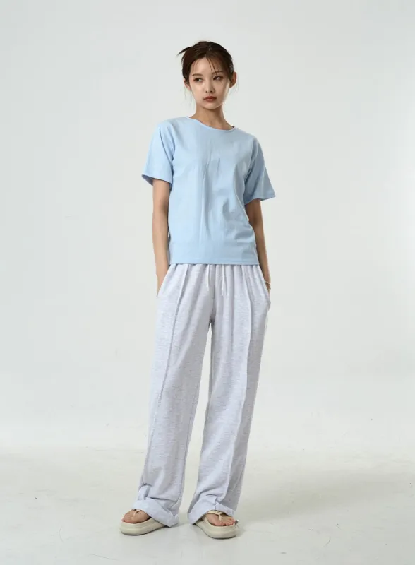 Pin-tuck Wide Leg Sweat Pants CU7 sold by Lewkin