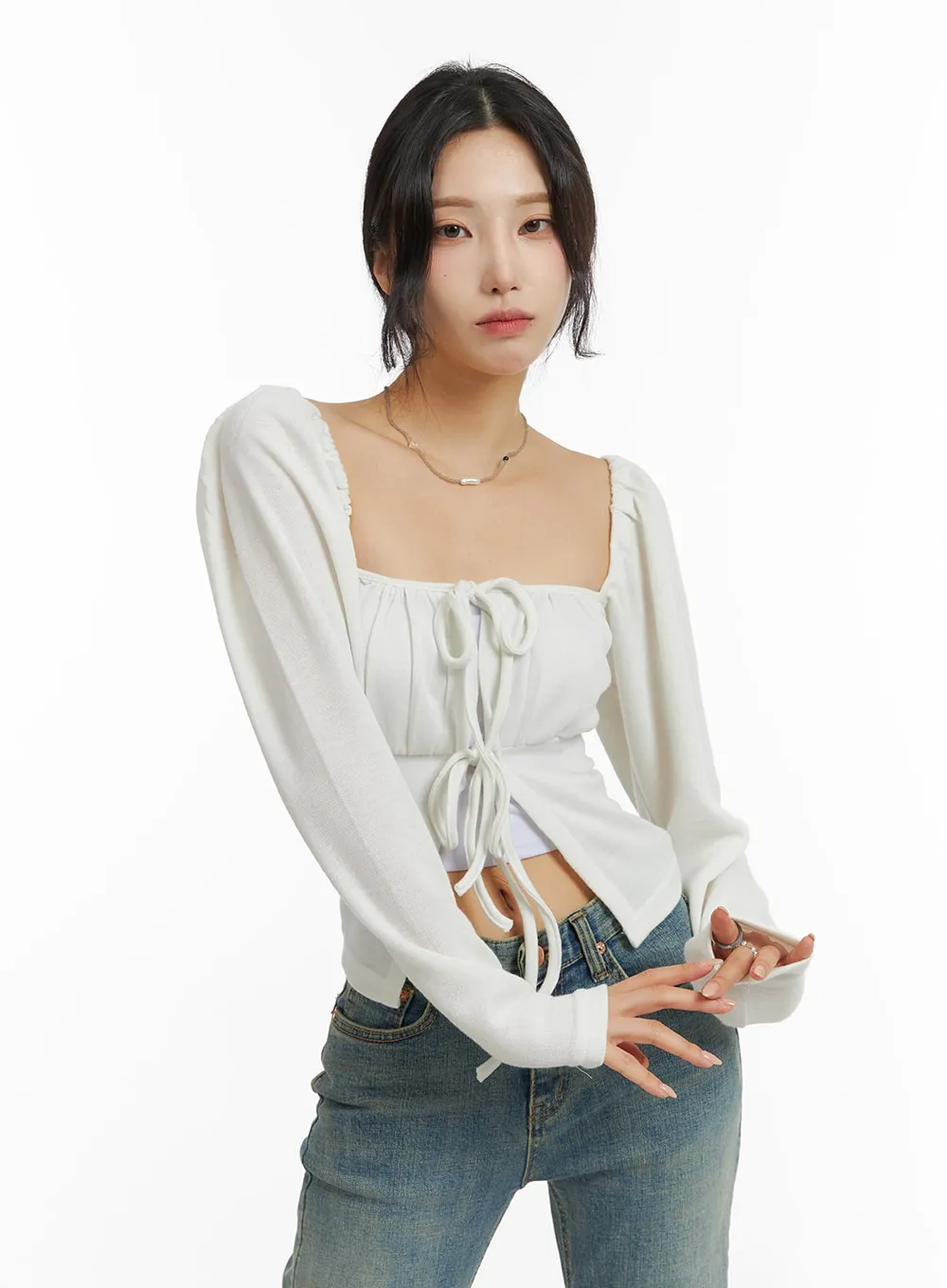 Square Neck Puff Crop Top CJ416 sold by Lewkin product image thumbnail 4