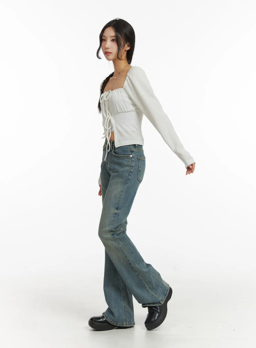 Square Neck Puff Crop Top CJ416 sold by Lewkin product image thumbnail 3