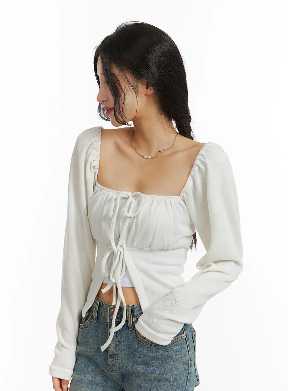 Square Neck Puff Crop Top CJ416 sold by Lewkin product image thumbnail 5