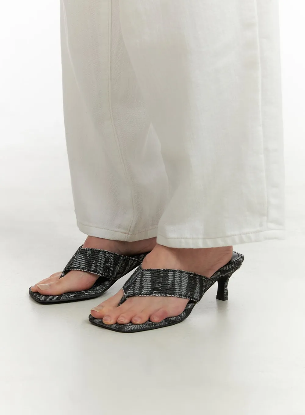 Denim Heel Sandals CY424 sold by Lewkin