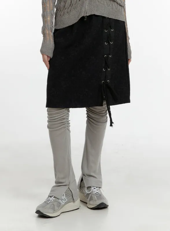 Shirred Solid Flared Leggings CA401 sold by Lewkin