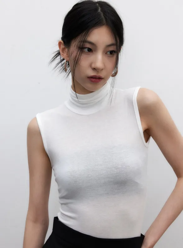 Sleeveless Mesh Turtleneck IY326 sold by Lewkin