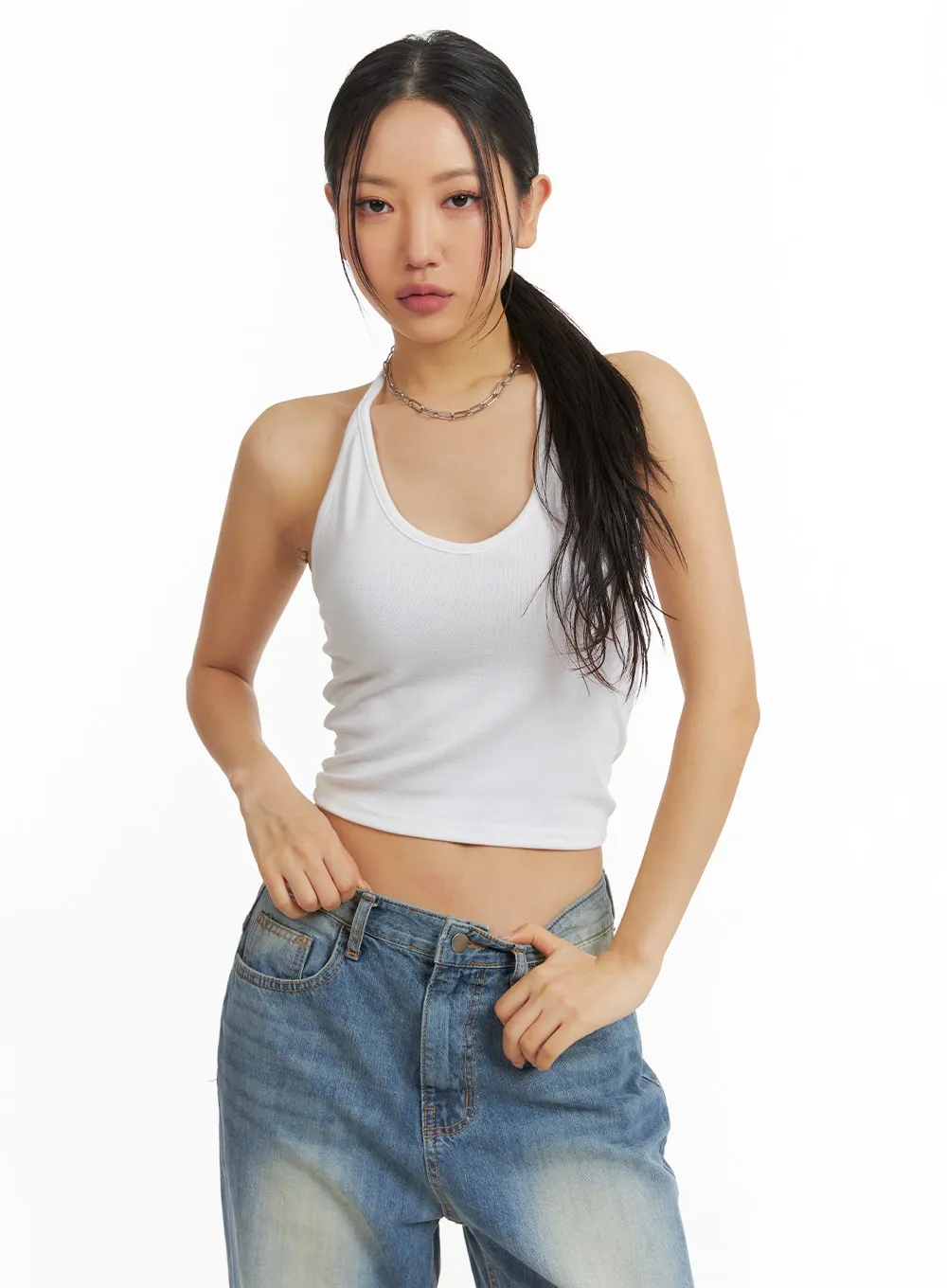 Solid Halter Crop Top CJ425 sold by Lewkin product image thumbnail 2