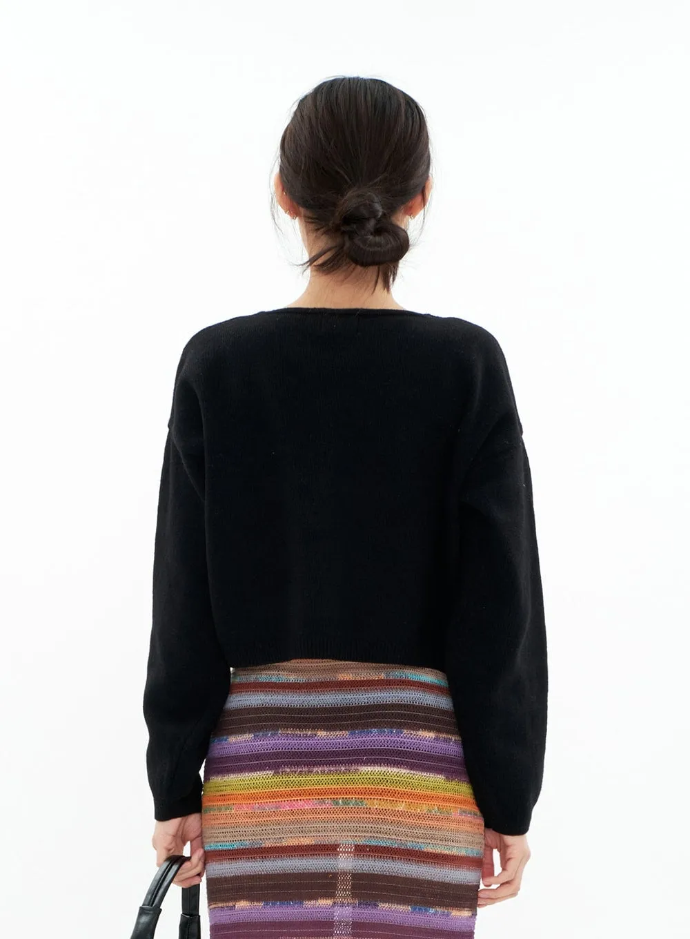 Single Button Cropped Cardigan CA07 sold by Lewkin product image thumbnail 5