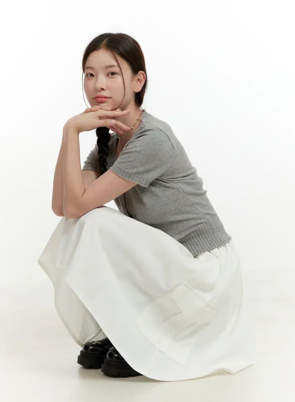 Cargo Chic Cotton Midi Skirt OL424 sold by Lewkin