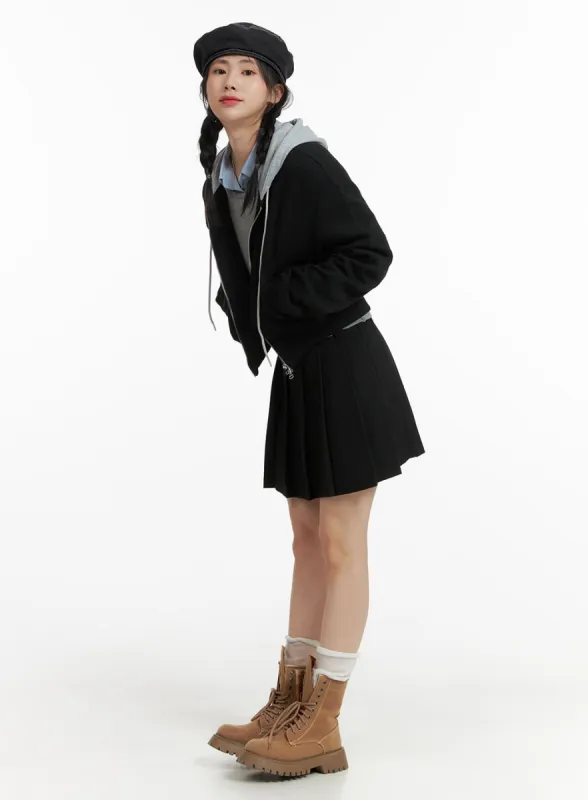 Solid Pleated Skirt OM408 sold by Lewkin