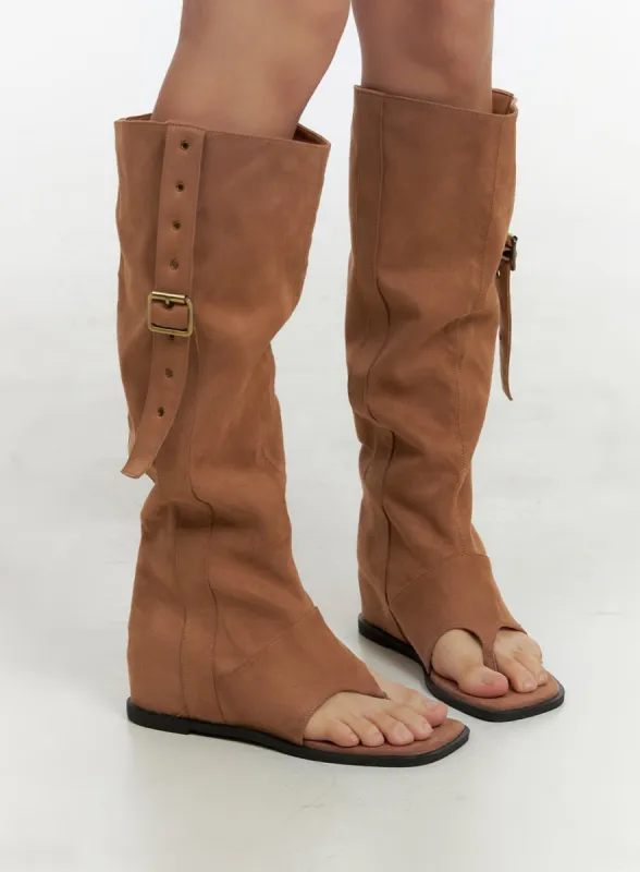Buckle Suede Sandal Boots OU404 sold by Lewkin