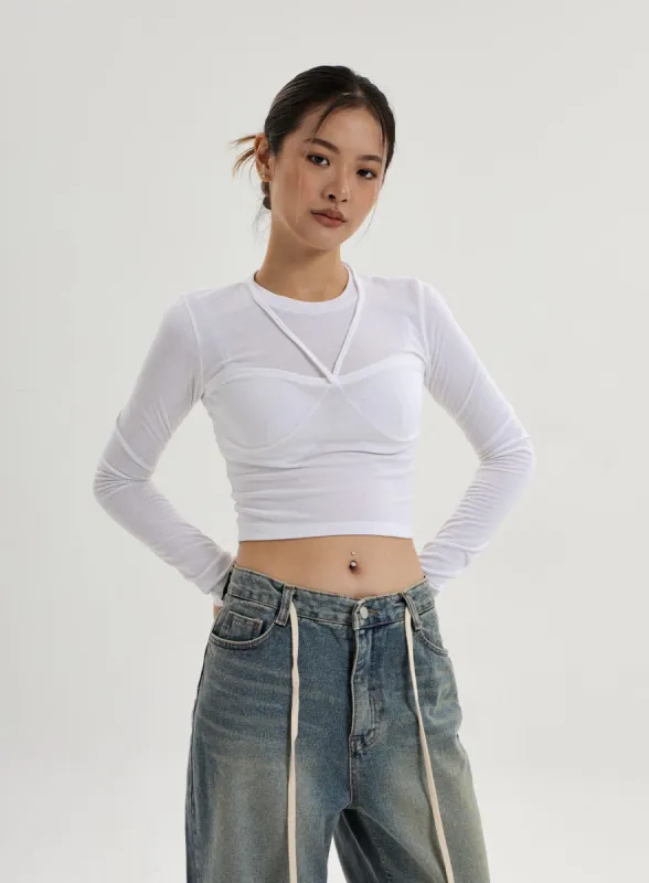 Fake Layered Crop Top CN17 sold by Lewkin