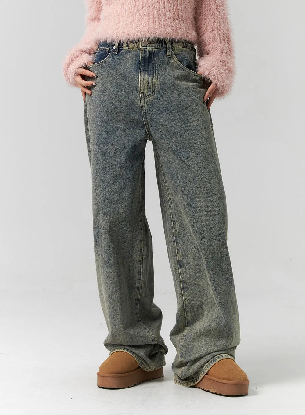 WideFit Mid Wash Jeans CS313 sold by Lewkin product image thumbnail 5